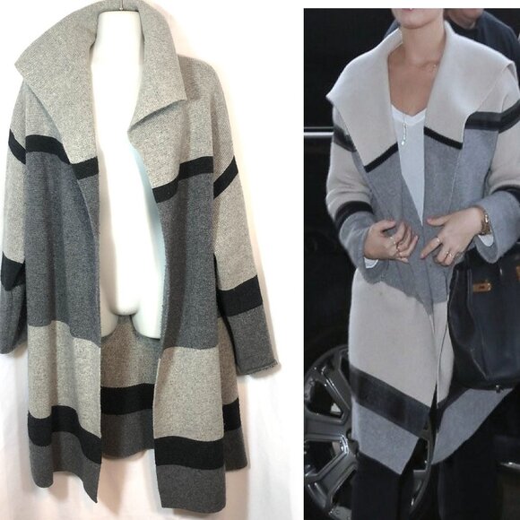 VINCE Gray & Black Wool Cashmere Blanket Sweater Coat - Picture 1 of 7